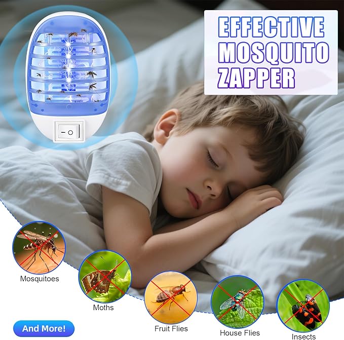 Indoor Bug Zapper Plug in Electronic - 4 Pack Mosquito Zapper Fly Zappers Lamp for Bug Insect Trap, Ideal for Home, Bedroom, Office, Living Room(Light Blue)