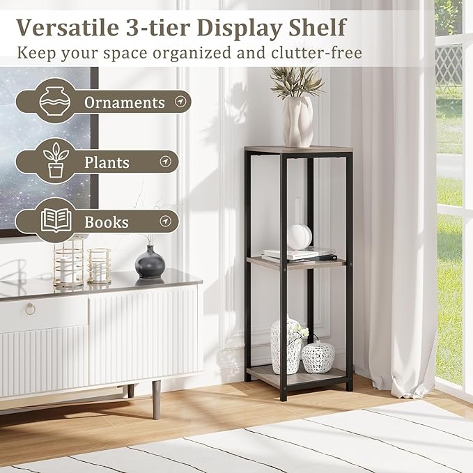 Giantex 3 Tier Tall Plant Stand Indoor, 36 Inch Corner Plant Holder with Metal Frame, Modern Plant Shelf for Multiple Flower Pots, Square Plant Tables for Balcony, Living room, Garden, Tall Plant Stand, 2 Pack