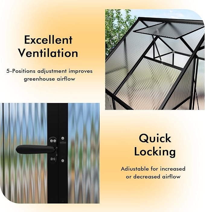 6×4FT Greenhouse for Outdoors, Large Walk in Green Houses for Outside, Enhanced Aluminum Greenhouse Kit Withstands Wind and Snow to Protect Vegetable or Plants