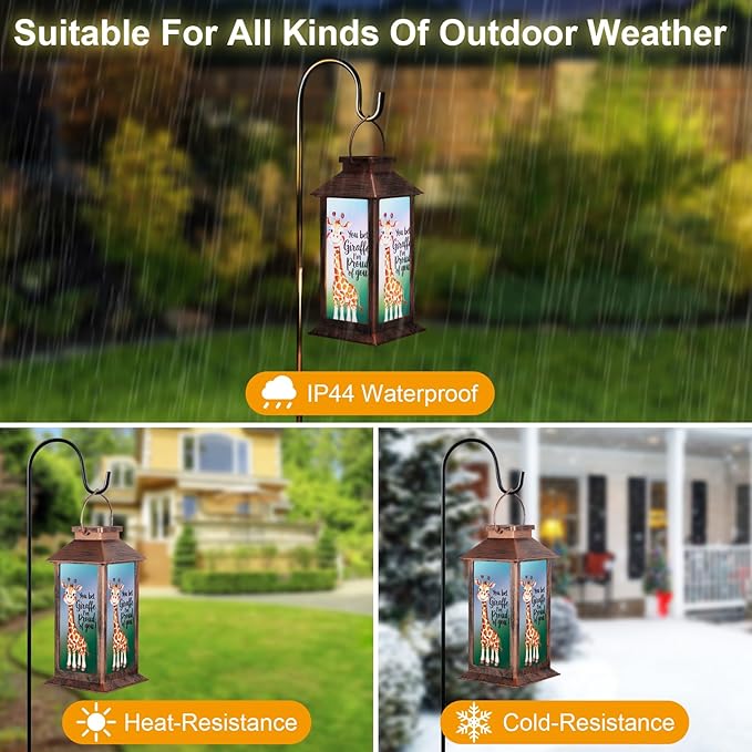 Pawatee Solar Hanging Lanterns, Bronze, Little Giraffe Pattern, Waterproof, Solar LED, Ideal for Garden Decor, Patio, Lawn, Porch