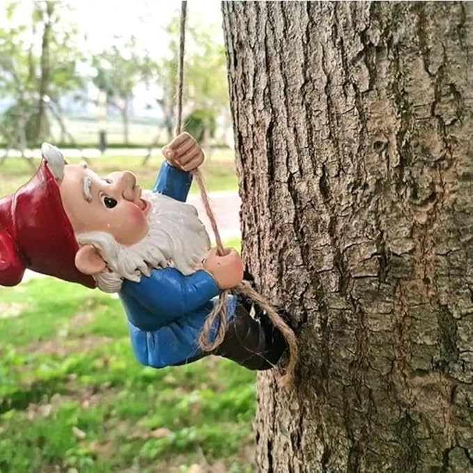 Climbing Gnomes Tree Faces Decor Outdoor for Yard - Cute Gnome Garden Statue Art Resin Dwarf Sculpture for Yard Outdoor Decoration Ornaments