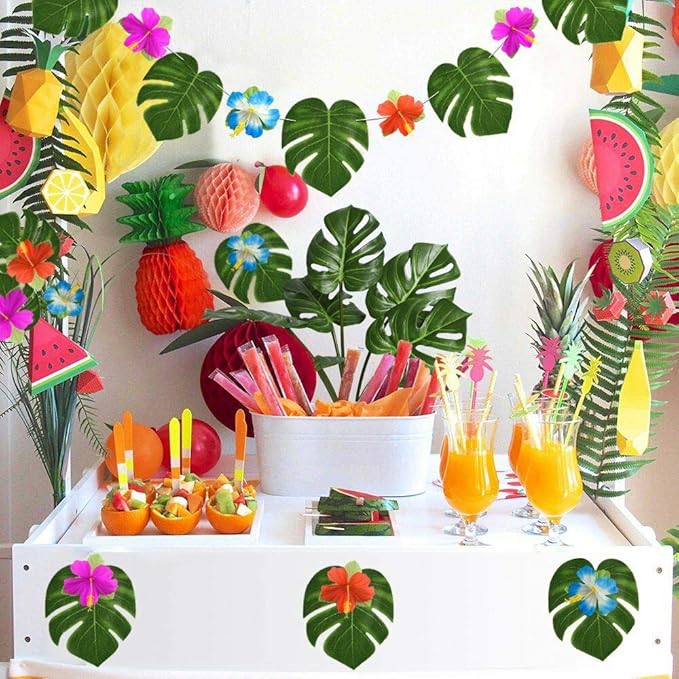 DVGUN 6 Pack Artificial Palm Plants Leaves Faux Turtle Leaf Fake Tropical Large Palm Tree Leaves Imitation Leaf Artificial Plants for Home Kitchen Party Flowers Arrangement Wedding Decorations