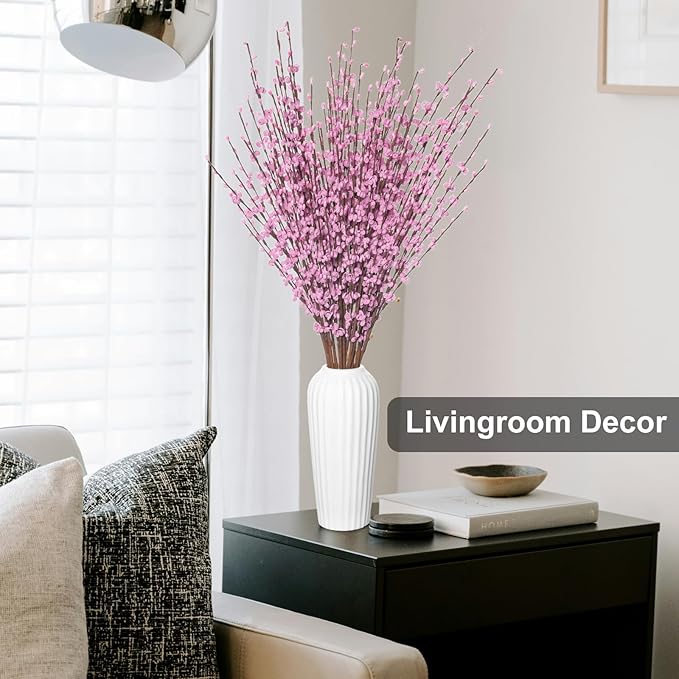 10 Pcs 29.5" Long Jasmine Artificial Flowers Fake Flowers Dry Branches Stem for Home Office DIY Floral Art Plant Wedding Table Centerpieces Restaurant Vase Decoration (Macaron Pink)