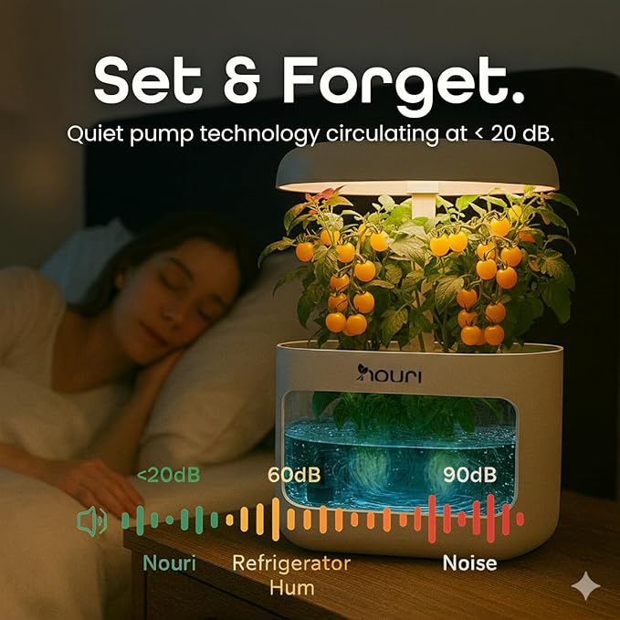 Nouri 5 pod APP Smart Garden for Home Cooks | w/Heirloom Basil | Hydroponics Growing System | LED Grow Lights | Indoor Herb Garden Kit | Herb Growing Kit Indoors for Plant Lovers, Gardeners, Kitchen