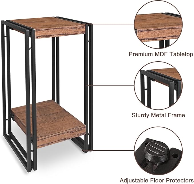 fusehome 22 inch Plant Stand Table, 2 Tier Plant Shelves Indoor Flower Pots Stand Holder Modern Corner Plant Stand Rack Shelves Square Plant Tables for Office Living Room, Balcony,Brown