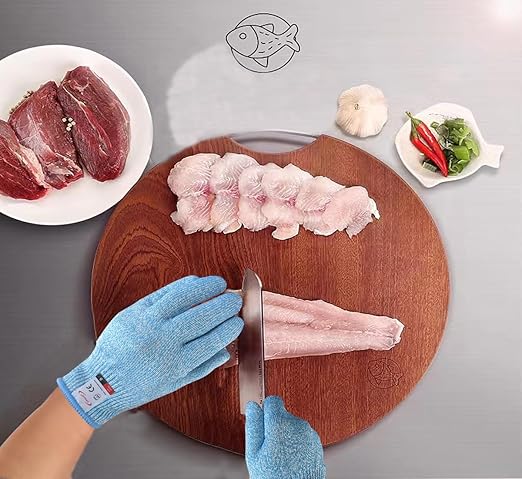 Cutting Gloves, 1 Pairs of Cut Resistant Gloves Food Grade, Cut Resistant Gloves for Kitchen, Oyster Shucking, Fish Fillet Processing, Carving Wood and Gardening(Medium-Blue)
