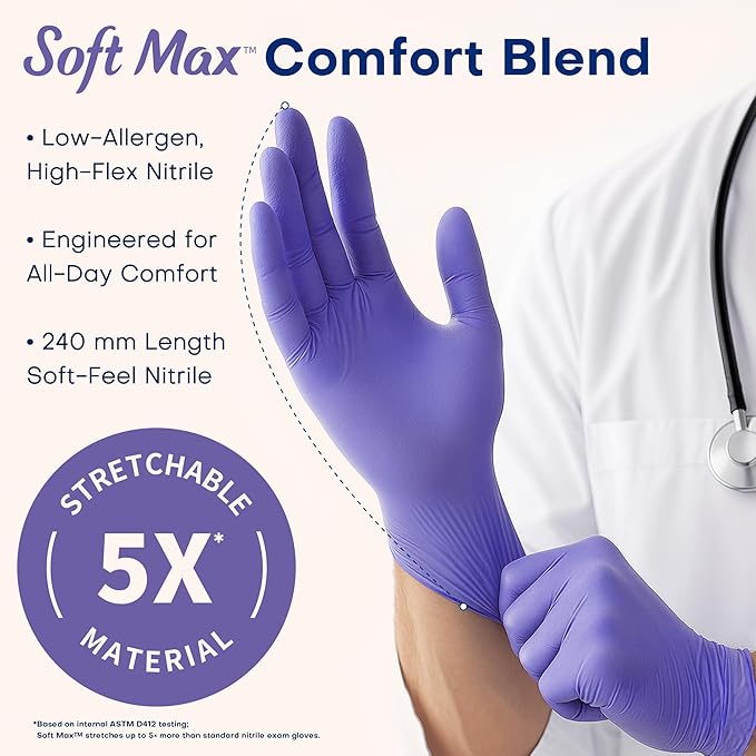 Medical Soft Max™ Nitrile Disposable Gloves, 100 Ct Latex-Free Powder-Free Food Safe Cooking Cleaning Lab Exam Glove