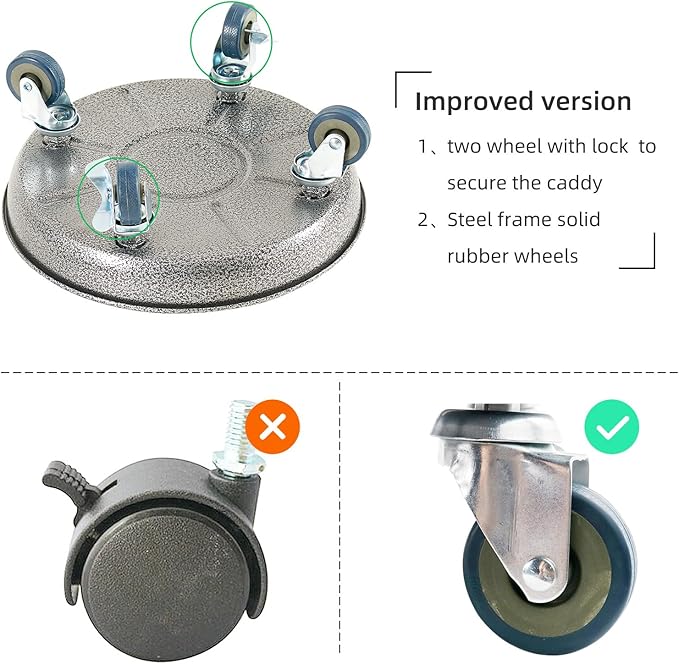 Choclaif Plant Caddy with Wheels,3 Pack Silver Heavy Duty Plant Stand with Universal Wheels,Round Pot Trolley for Indoor Outdoor 12inch