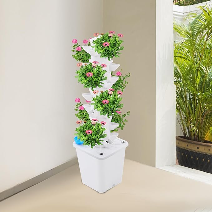Hydroponic Growing System, 7-Tier 35-Plant Vegetable Planter Tower Outdoor Indoor Garden Vertical Planter Germination Kit with Water Pump & Intelligent Water Circulation for Gardening Lover