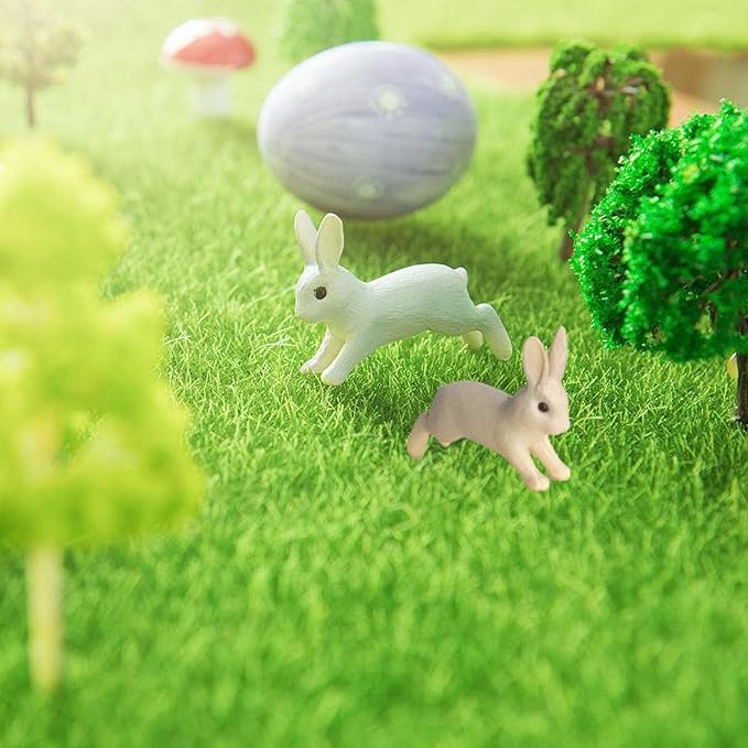 QuarenDen Fairy Garden Accessories, 28Pcs, Miniature Forest Kit, Tiny Resin Animal, Miniature Garden Figurines with Moss for DIY Craft, Desktop Decoration
