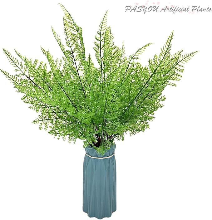 Artificial Fern Plants, PASYOU Fake Greenery Shrubs Plastic Bushes Grass Shrub Leaves Bush Home Indoor Outdoor Garden Verandah Wedding Party Décor Table Arrangement Decoration Planter Filler 4 Bunches