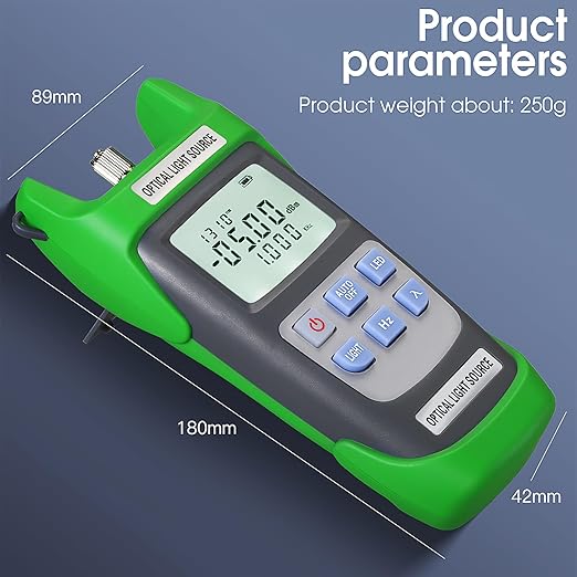 A-D1315 Optical Light Source, Optical Fiber Tester Single Mode Dual Wavelength 1310nm 1550nm 270Hz 1000Hz 2000Hz SC/FC/ST/LC Interface Fiber Optic Light Source with LED Lighting with LC Adapter