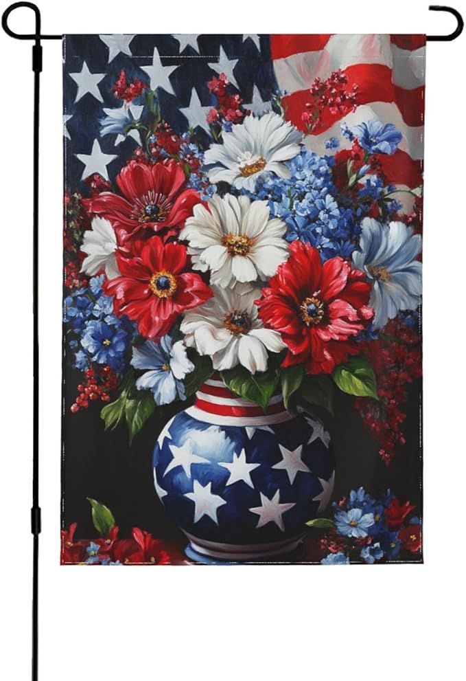 Flowers Garden Flag 12x18 Inch Double Sided Polyester Outdoor Flag For Patio Lawn Yard And Garden Decor