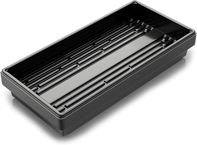 Yield Lab 10x20 Inch Black Plastic 10 Pack Plant Propagation Tray – Growing Trays for Garden, Planting, Seedling, Soil & Hydroponic Horticulture - Microgreen Trays Grow Plants - No Drain Holes