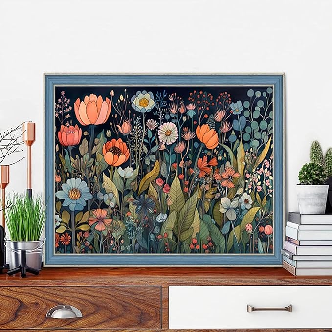 GemZono Diamond Painting Kits for Adults, Flower 5D Diamond Art Kits for Beginner DIY Full Drill Diamond Dots Crystal Craft Kits for Home Wall Decor Gifts 11.8x15.7 inch
