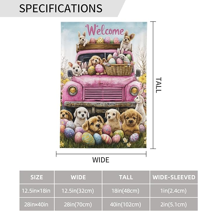 Truck Animals Garden Flag 12x18 Inch Double Sided All-Weather Polyester Outdoor Flag For Patio Lawn Yard And Garden Welcome Decor