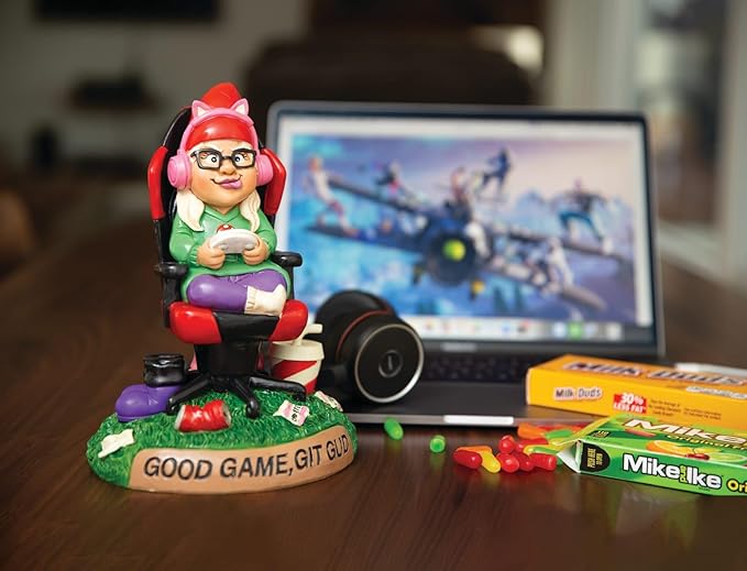 BigMouth Inc Gamer Garden Gnome Statue, Funny Outdoor Lawn Yard Figurine Decor, Resin Gaming Character Sculpture, Adults Teens Gamers, Weather Resistant Novelty Yard Accent, Gaming Gift Decor