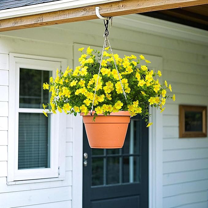 Grunyia Outdoor Artificial Flowers UV Resistant & Fade Proof, 12 Pack Realistic Fake Flowers for Garden, Patio, Lawn Decor - Weatherproof Plastic Plants(Yellow)