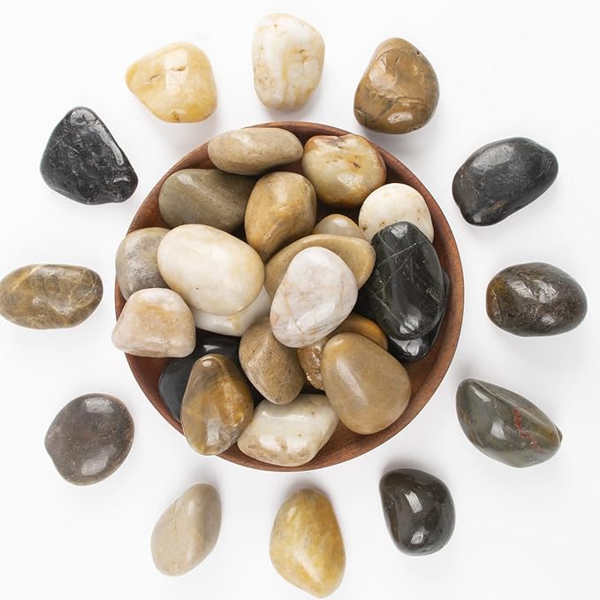 10lbs 1-2 Inch River Rocks, Decorative Mixed Pebbles for Garden Landscaping, Indoor Plants, Fish Tanks, Vases, and Succulents – Ideal for Home Decoration and Outdoor Gardens (Weight : 10 LB, Mixed)