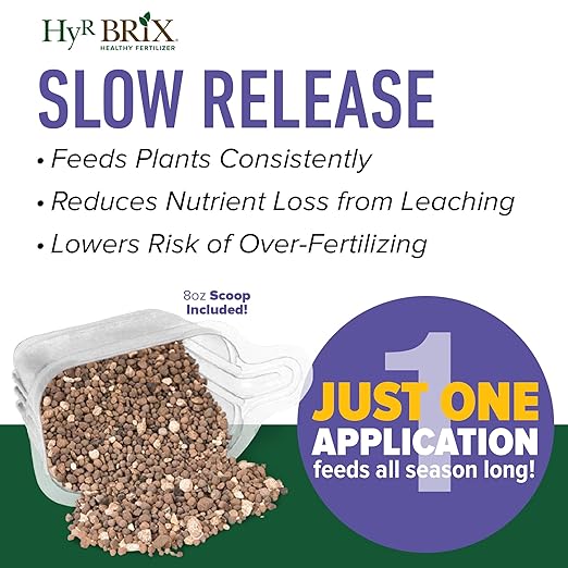 HyR BRIX Slow-Release 6-8-9 Fruit & Berry Fertilizer, 5lb Bucket - Plant Food with Calcium & Sulfur - Essential Micronutrients for Better-Tasting Fruit & Higher Yields