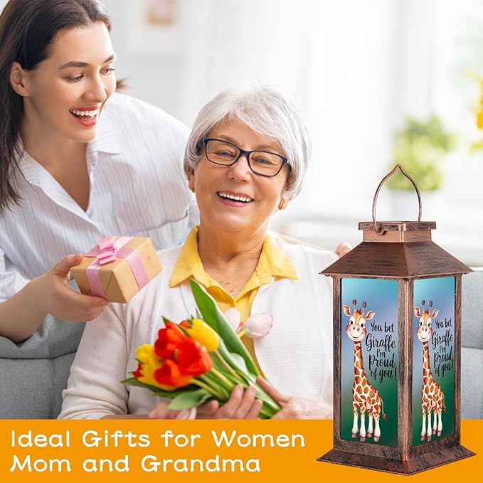 Pawatee Solar Hanging Lanterns, Bronze, Little Giraffe Pattern, Waterproof, Solar LED, Ideal for Garden Decor, Patio, Lawn, Porch