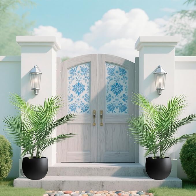 Artificial Palm Plant 2.7FT Fake Palm Tree with 12 Trunks Perfect Faux Tropical Palm Plants in Pot for Indoor Outdoor House Home Office Garden Modern Decor Housewarming Gift (1Pack)