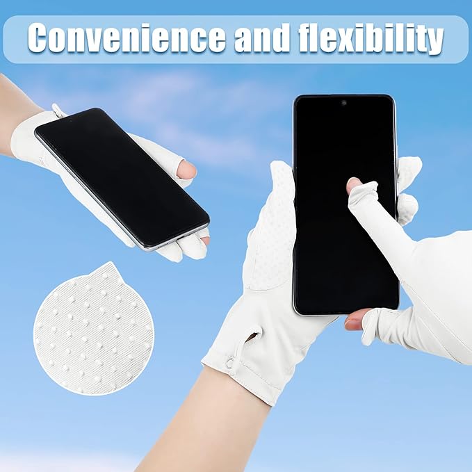 Loopeer 2 Packs Women Sun Protection Driving UV Gloves Full Finger Touchscreen Non Slip Breathable Summer Outdoor Gloves