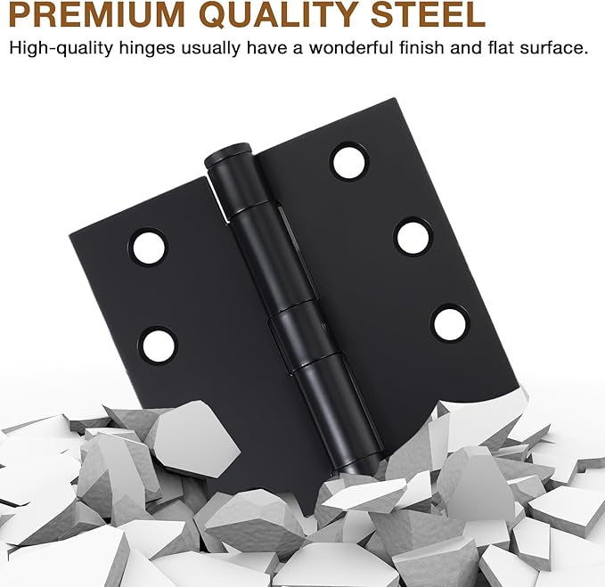 3 Pack 4.5 x 4 Inch Heavy Duty Hinges Black Square Corner Commercial Door Hinges 4-1/2 x 4 Industrial Grade Hinge Full Mortise Interior/Exterior Hinge for Doors Residential Office Cafe Garage