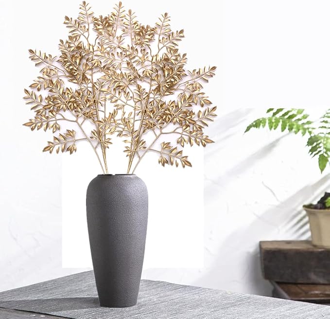 CATTREE Gold Leaves Branches Artificial Plants for Christmas Decor 30" Tall 2 Pack, Fake Shrubs Simulation Golden Leaf Faux Indoor Outdoor Planter Filler Hotel Hall Wedding DIY Decoration