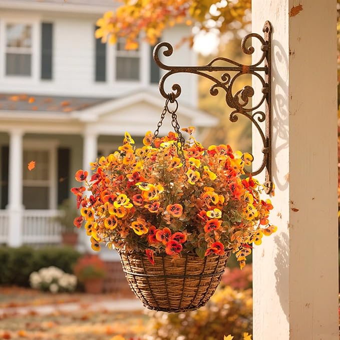 Grunyia 12 Bundles Artificial Flowers Outdoor Fake Fall Flowers for Outside Decoration UV Resistant Plastic Faux Plants for Garden Window Porch Balcony Fall Wedding Thanksgiving Decor(Mix)