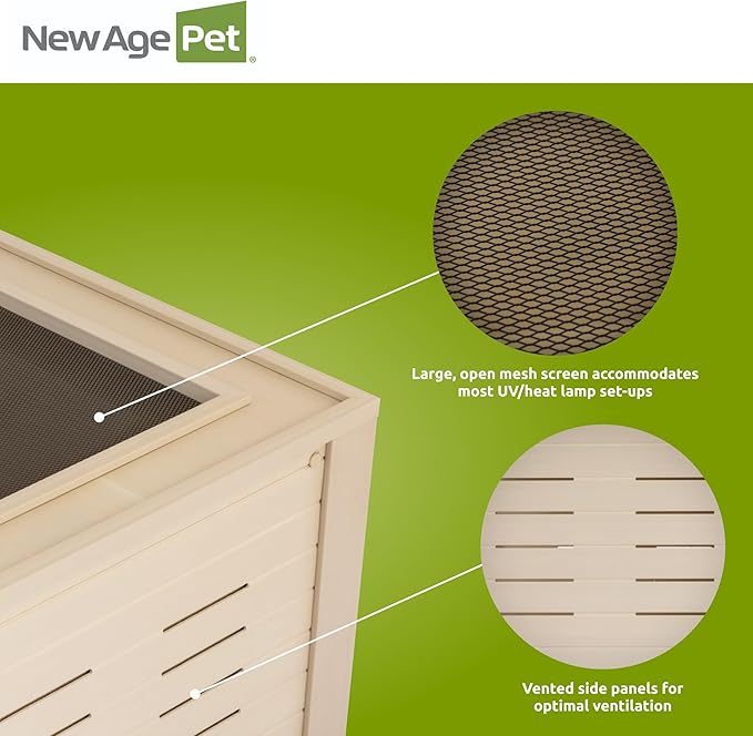New Age Pet ECOFLEX 48" Wide Large Reptile Habitat, Mojave Lounge for Snakes, Tortoises & Lizards in Maple, Black & Grey, Easy Assembly, Sliding Glass Doors & Mesh Top