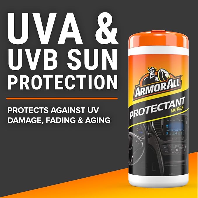 Armor All Original Protectant Wipes,Car Interior Cleaner Wipes with UV Protection to Fight Cracking & Fading,30 Count (Pack of 4)