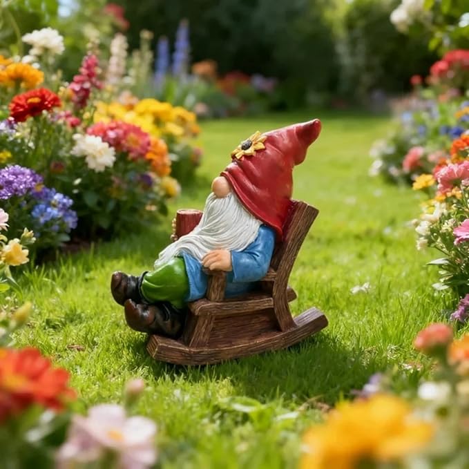 Drinking Coffee Faceless Garden Gnome Statue Decoration - 7.2" Figurine Ornament for Indoor Outdoor Home Patio Yard Lawn - Lucky Gnome Unique Mom Birthday Gifts - Best Garden Gifts for Day