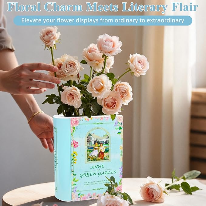 MYLARREN 3D Puzzle Vase for Adults Kids, 120 Pcs Puzzle Book Vase for Flowers, Arts and Crafts for Kids 4-6, Adults, Girls, Cute Unique Vases for Book Shelf Decor, Books Lover Gifts for Women(Anne)