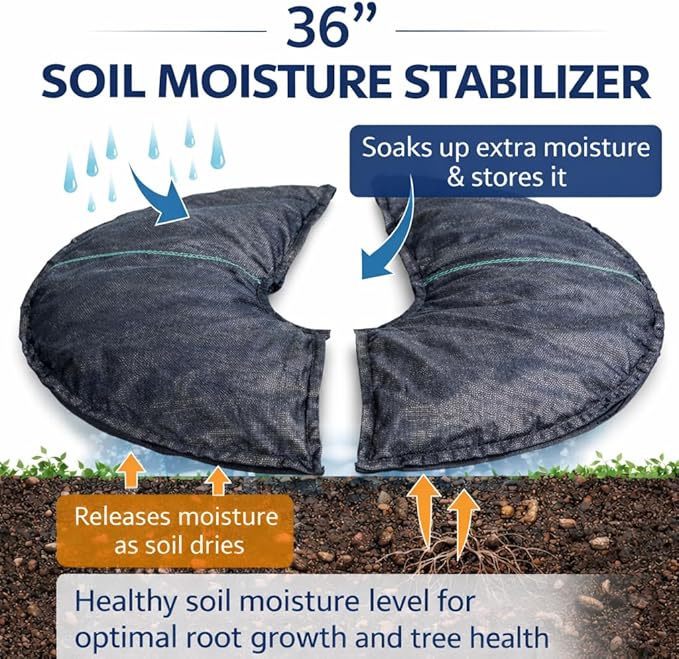 SteadySpring® Smart 30+Day Tree Watering Mat Auto Refills with Rain for Trees with ~20 in (16 in to 23 in) Root Ball - Watering Mat Plus Weed Barrier and Frost Protection Blanket (1)
