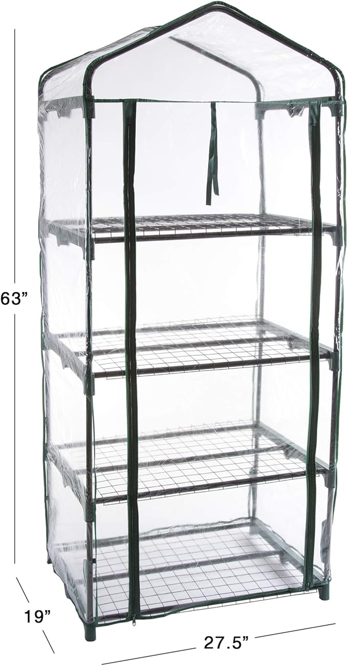 4 Tier Mini Greenhouse - Portable Greenhouse with Rust-Resistant Frame and PVC Cover for Indoor/Outdoor - 27.5x19x63-Inch Green House by Pure Garden
