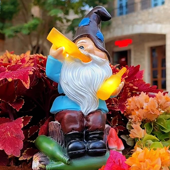 DKJOCKY Gnomes Gifts for Women for Christmas,Funny Garden Gnomes Outdoor Decorations for Yard, Gnomes with Solar Lights Garden Decor, Birthday Gifts for Women Unique