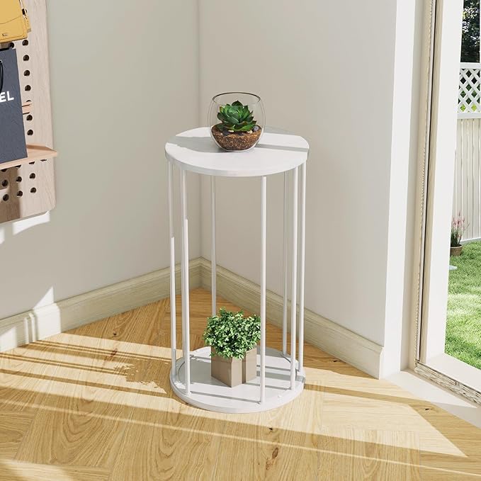 Leinade Plant Stand Indoor,small plant stool,Flower Pot Corner stand holder,Mid Century Heavy Duty Metal Tall Home Decor,Modern Round End Table,Small Rustic Display Stand for Living Room,Bedroom (White,3 Packs)