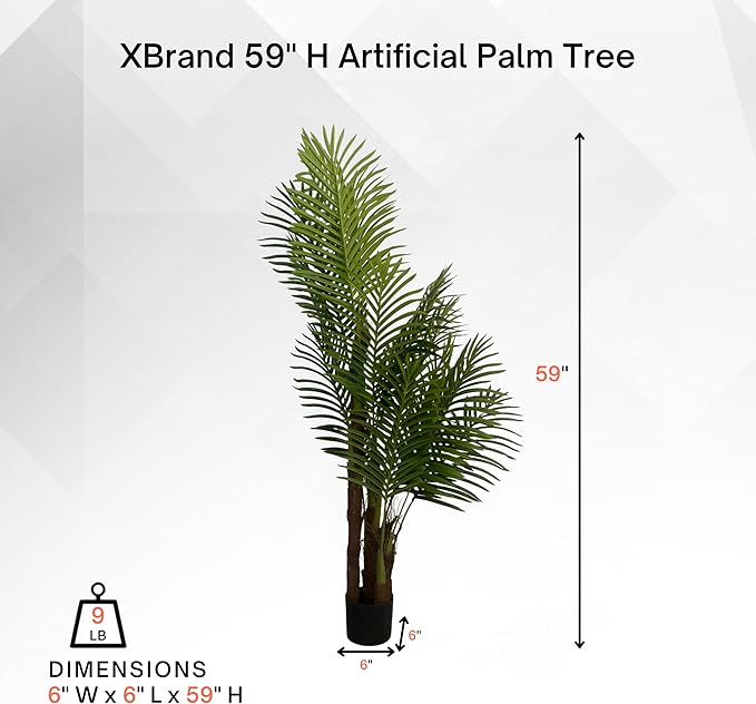 XBrand 59.1-Inches Artificial Palm Tree in Pot for Indoor Outdoor Home Office Store, Great Housewarming Gift