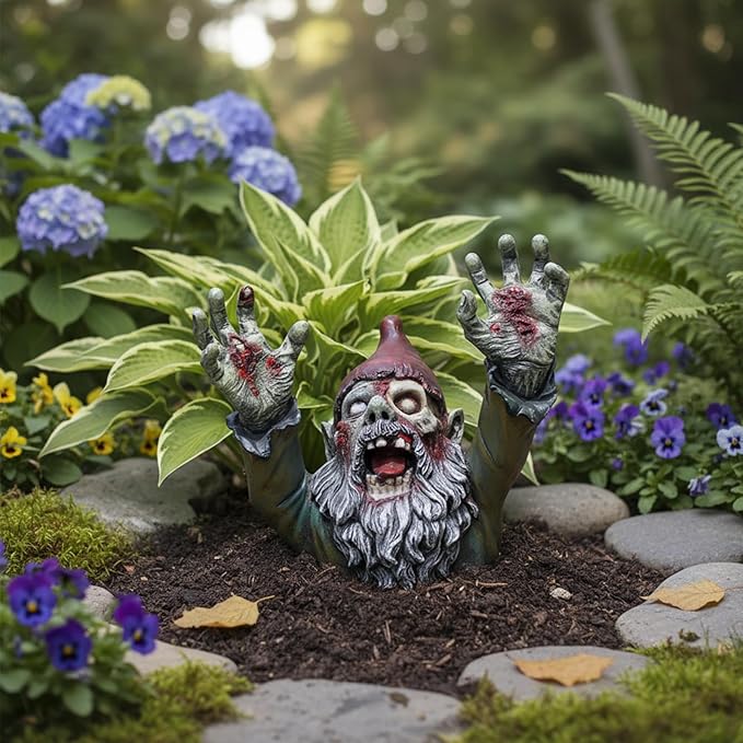 ZWFDC Resin Gnomes, Gnomes Garden Decor, Scary Gnome for Patio Halloween Decoration, Garden Sculptures, Statues Outdoor Decorations - 4.13inch