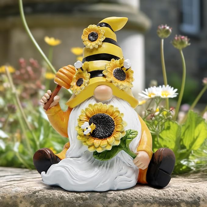 Hodao Bumble Bee Spring Gnome Decorations for Porch, Garden Yard Honey Elf Ornaments World Bee Day Decorations Gifts for Outdoor Garden Decor Birthday Gifts for Mom, Grandma, Women