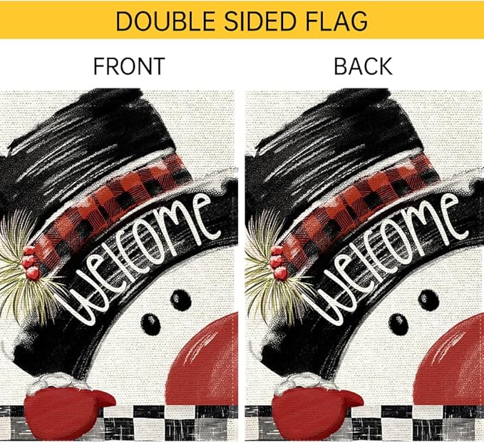 Snowman Cardinal Hello Winter Garden Flag 12x18 Inch Double Sided, Winter Holiday Yard Outdoor Flag