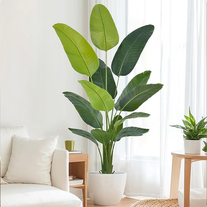 Artificial Bird of Paradise Tree 7.2FT(86in) Tall Faux Plant with Realistic 13 Leaves, Fake Tropical Floor Potted Artificial Plants for Home Office Living Room Indoor Decor (7.2feet,1Pack)