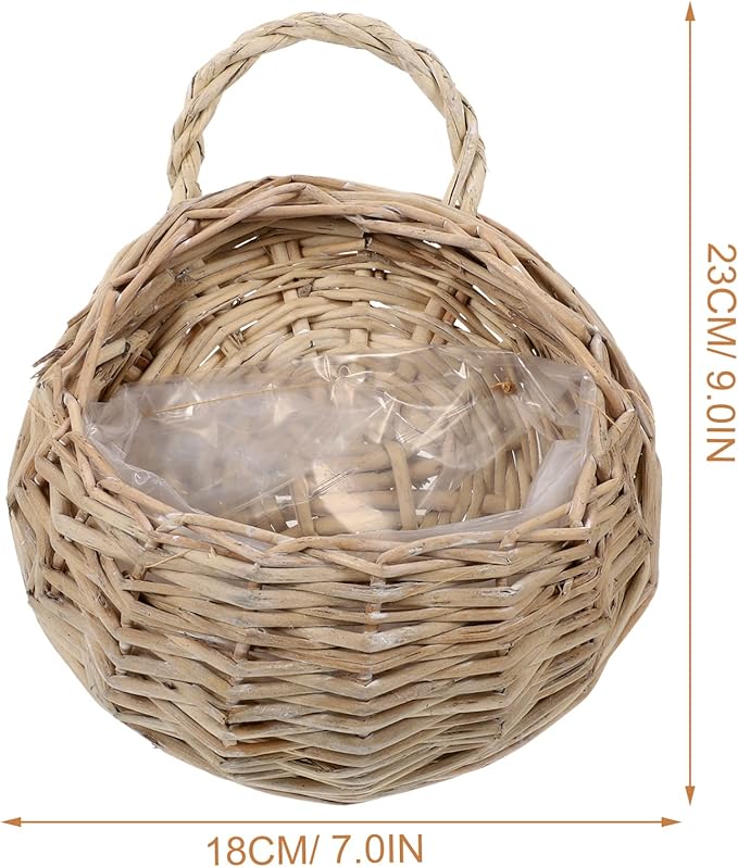 DOITOOL Wicker Wall Basket for Plants Rattan Hanging Planter for Indoor Outdoor Use Wall Flower Holder for Home Garden Decoration 2-Piece Set 7X9 Inches