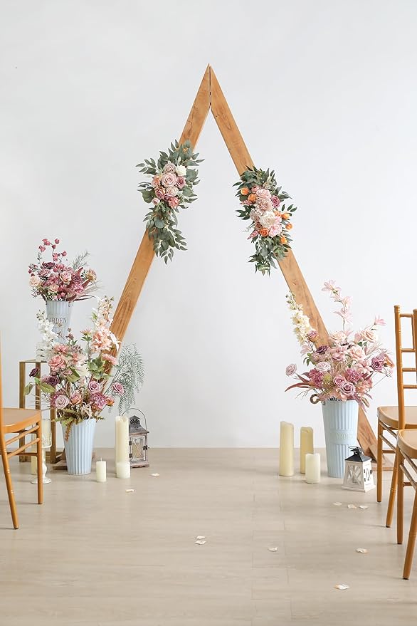 YYHUAWU Artificial Flowers Combo Box Set Gradient Color Flower Leaf with Stems for DIY Wedding Bouquets Centerpieces Baby Shower Party Home Decorations