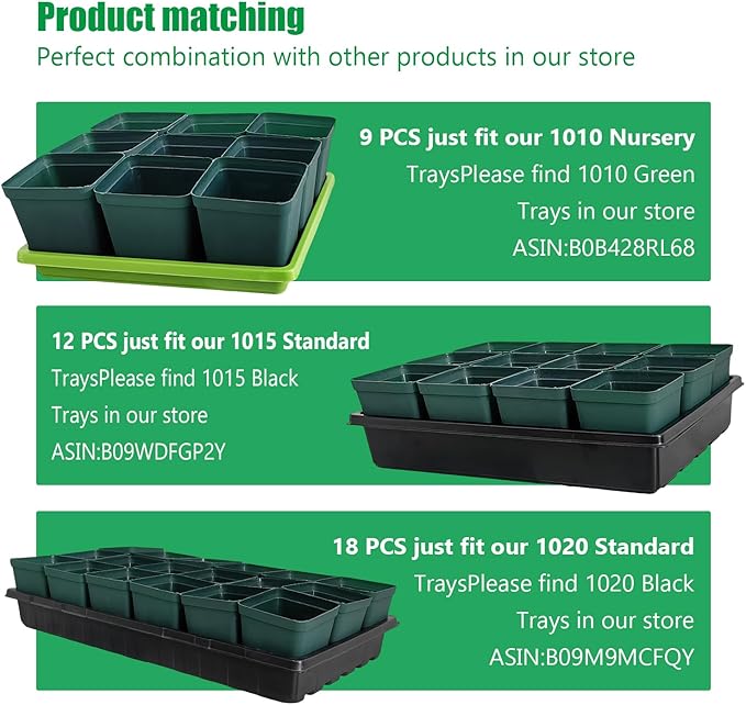 RooTrimmer Square Nursery Seedling Pot 3.5 Inches 90 Pcs, Small Nursery Pot Plastic Thick and Sturdy Seed Start Germination Pot for Plant Propagation and Seeding(Green,3.54 Inches, 90Pcs)