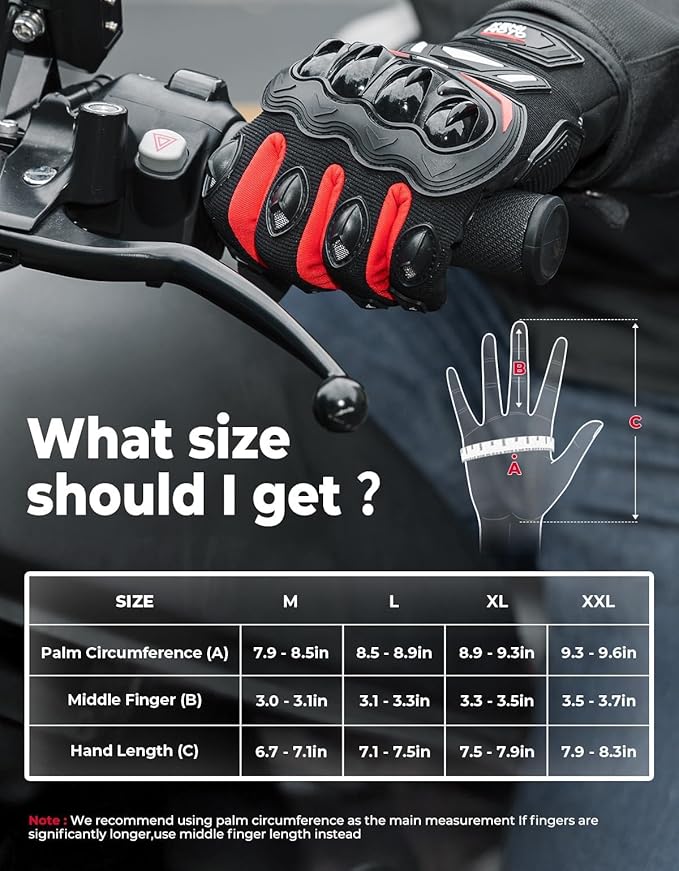 KEMIMOTO Motorcycle Gloves for Men, Touchscreen Cycling Gloves for Outdoor Sports On-Road Off-Road Mountain Motorcycle Motorcross Motorbike Dirt Bike Bicycle Racing ATV UTV