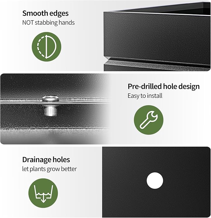 HONYTA Matel Planter Box 20" L x 20" W x 21" H, Cube Heavy Duty Powder Coating Steel Planters with Drainage Hole, Indoor Outdoor All-Weather Use for Home, Porch, Patio, Garden(Black)