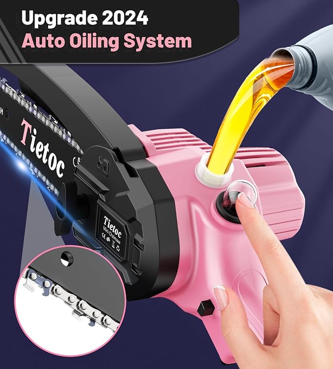 Tietoc Mini Chainsaw 6-Inch with 2 Batteries, Electric Saw, Stocking Stuffers Christmas Birthday Gifts Present for women mom wife Adults, Cool Gadgets 2025