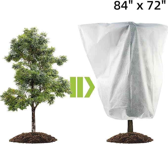 Cthenqeeu 2 Pack H84 x W72 Plant Covers Freeze Protection - Shrub Cover, Winter Tree Cover with Drawstring for Season Extension & Frost Protection, White